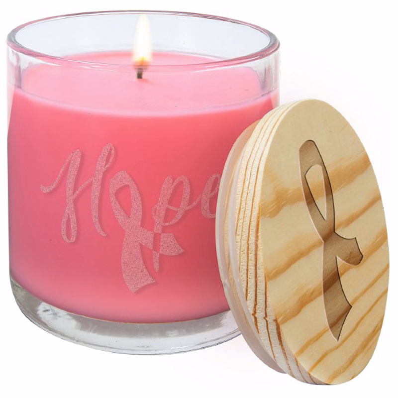 14oz Peony Rose Candle in Glass Holder w/ Wood Lid