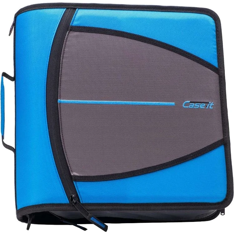 Case-It Mighty Zip Tab Binder - Denim Blue 3" 1