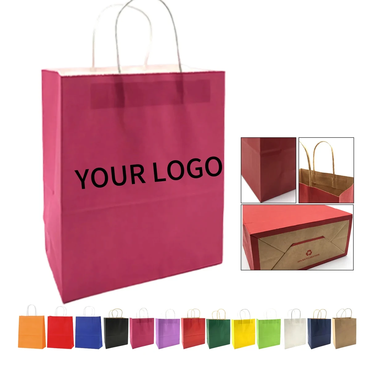 Reusable Kraft Paper Bag 8.27x5.91 Inch with Handles 1