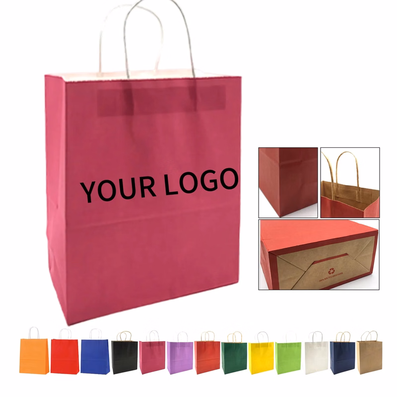 Reusable Kraft Paper Bag 8.27x5.91 Inch with Handles