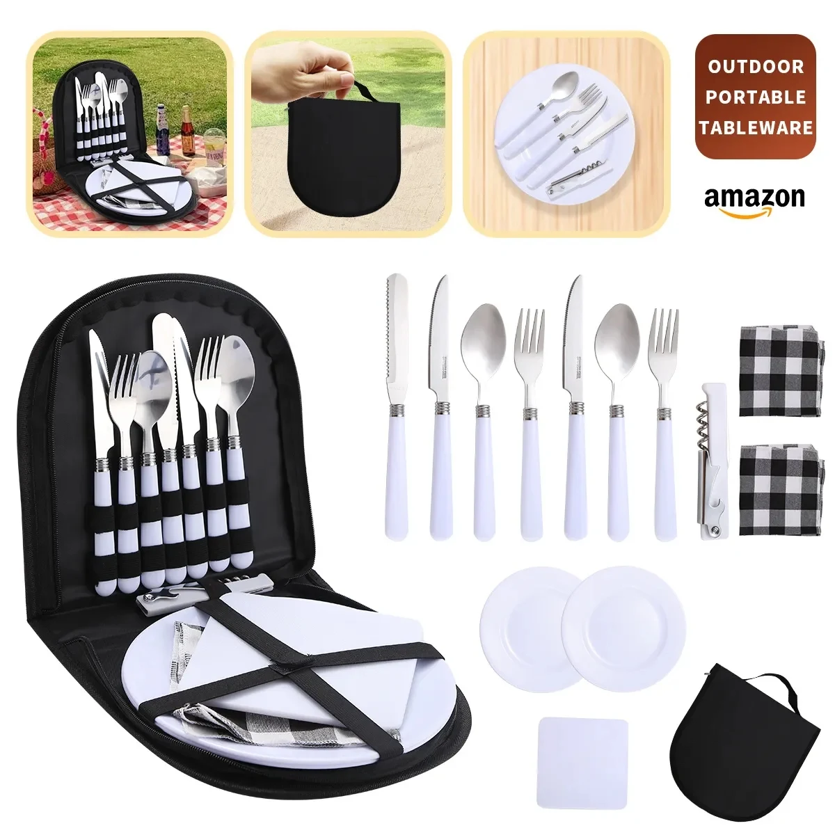 Stainless Steel Tableware Picnic Set Storage Bag 1
