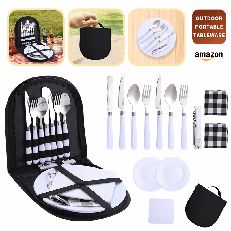 Stainless Steel Tableware Picnic Set Storage Bag