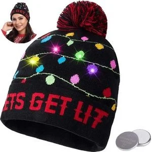 Light Up Christmas Holiday Sequins Hat 1