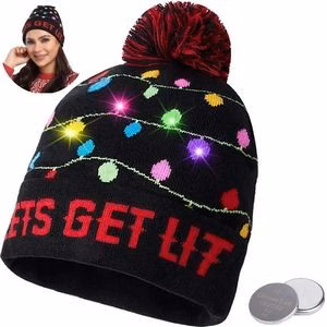 Light Up Christmas Holiday Sequins Hat