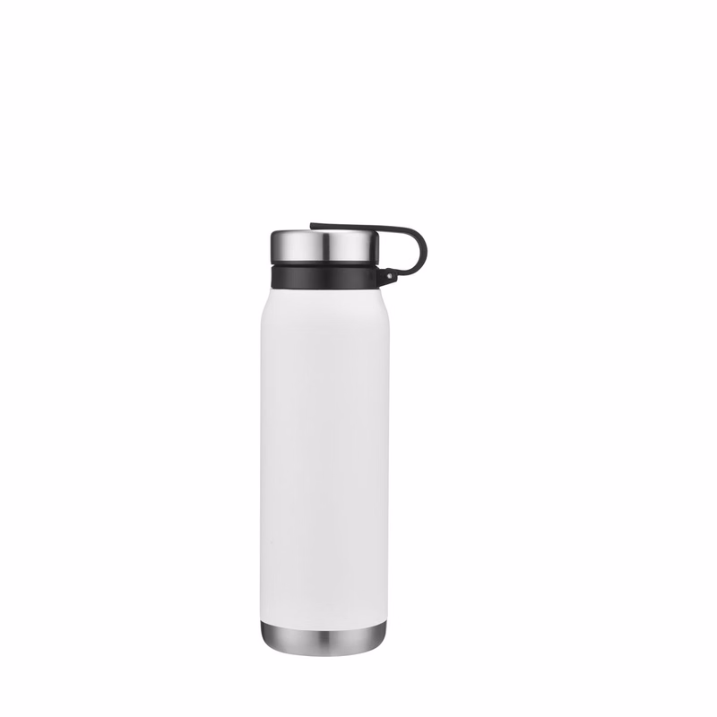 Endura 20 oz White Vacuum Water Bottle with Removable SS Lid