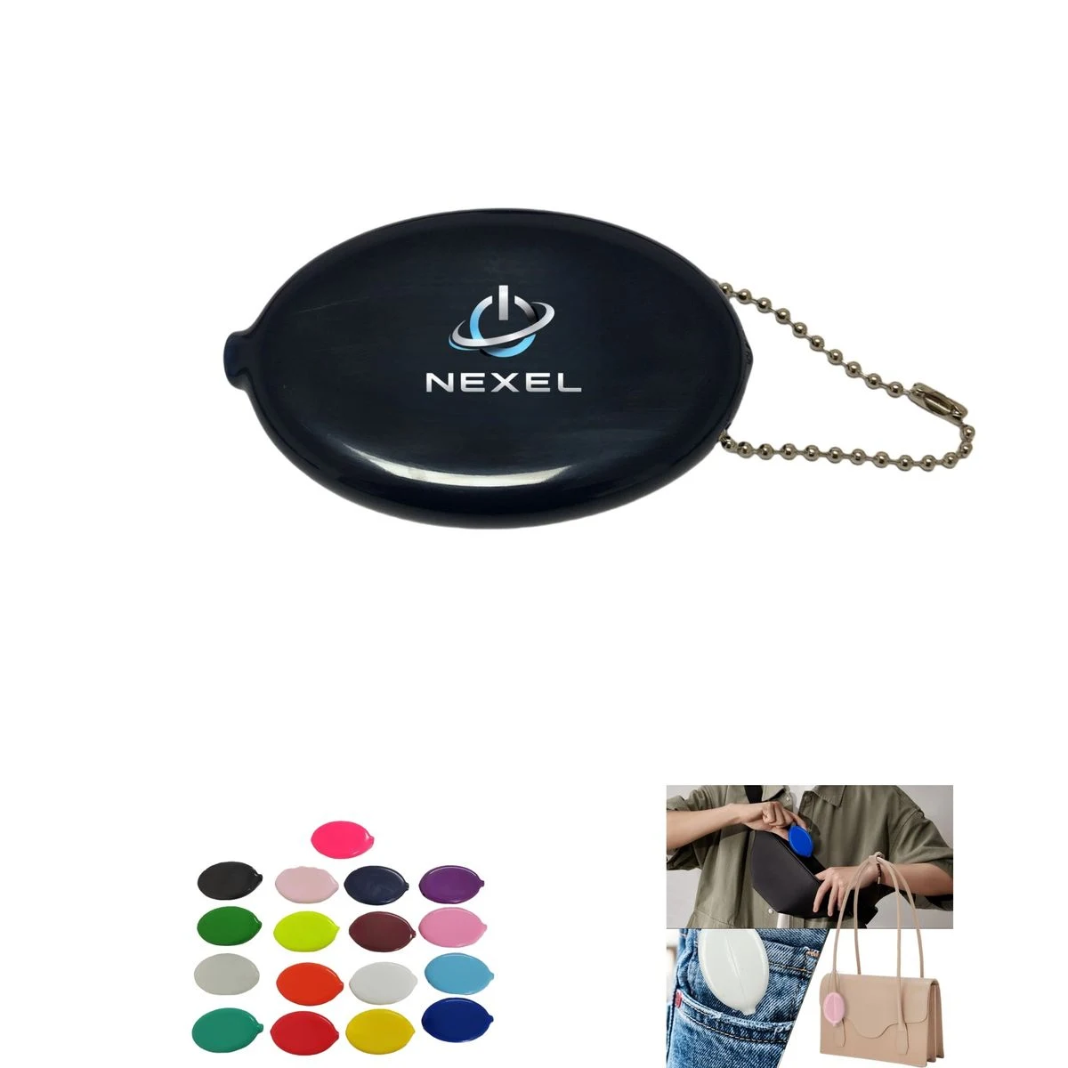Oval Squeeze Coin Holder with Chain 1
