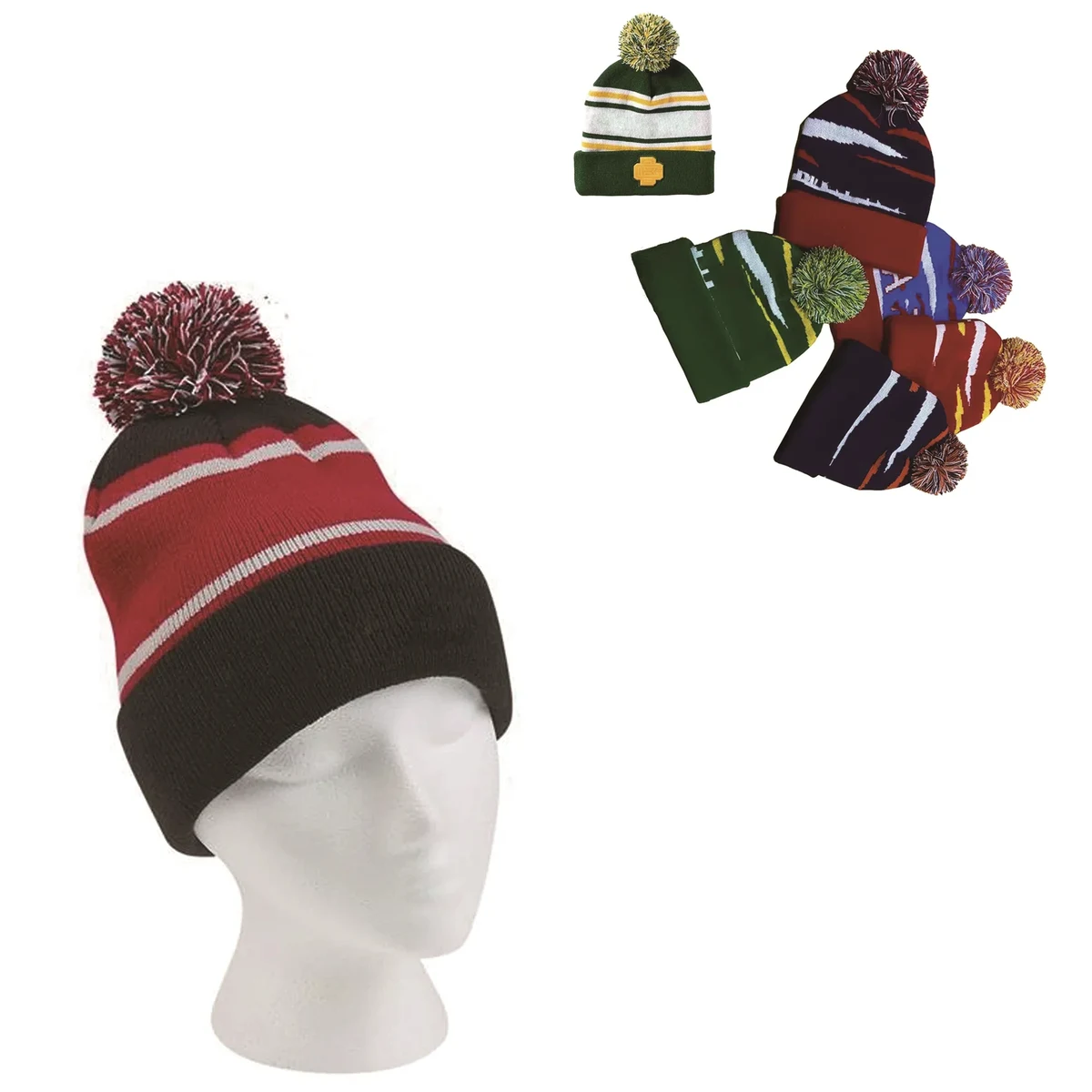 Unisex Knitted Pom Hat With Cuff 1