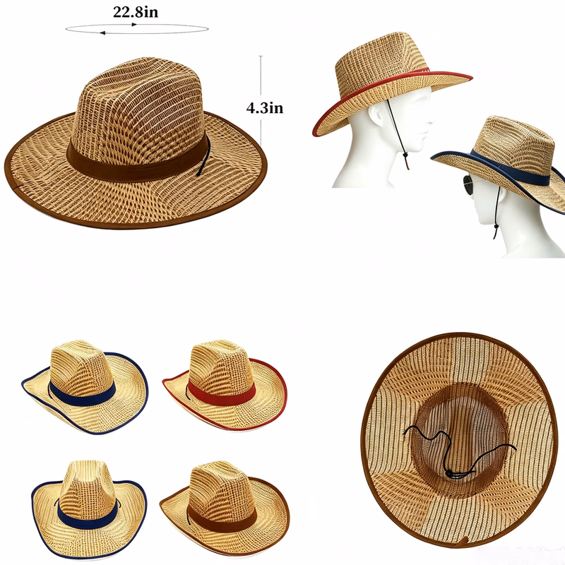 Outdoor UV Protection Straw Cowboy Hat