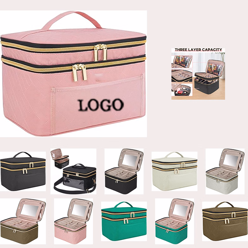 Double Layer Travel Makeup Bag Women