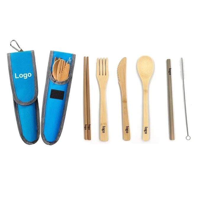 6 Pcs Bamboo Travel Utensils Set 1