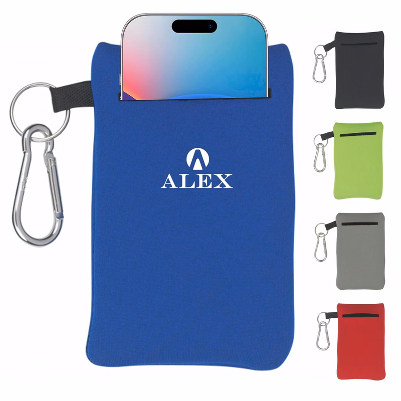 Small Neoprene Mobile Accessory Device w/ Carabineer