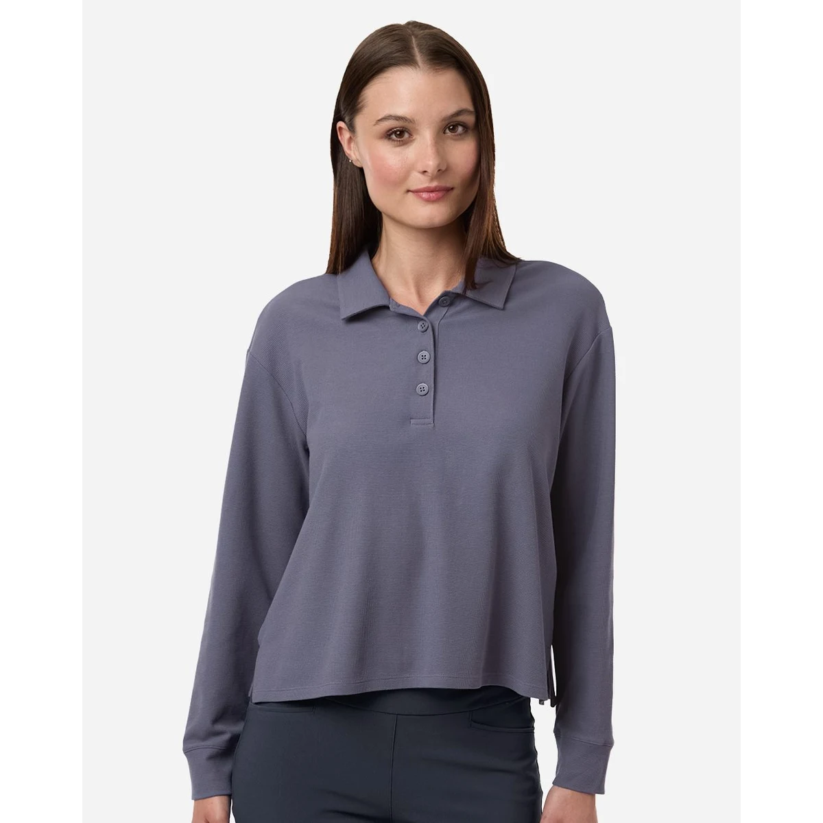 Women's Beyond Long Sleeve Loose Polo - A1008 1