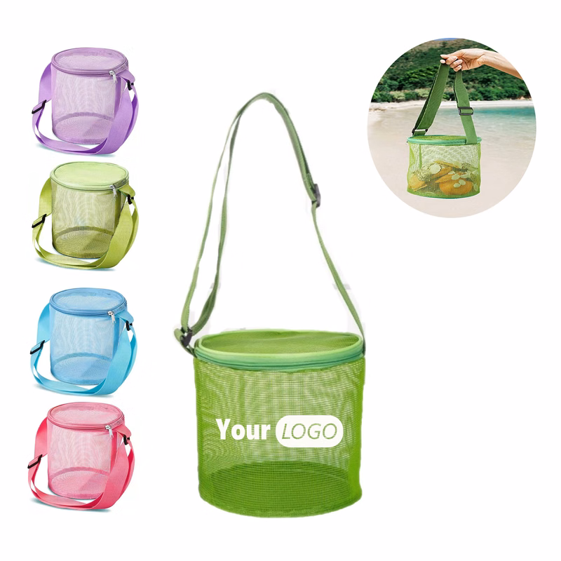 Mesh Beach Toy & Shell Organizer Bucket Bag