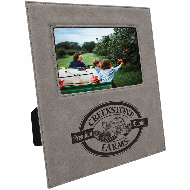 4" x 6" Gray Leatherette Photo Frame