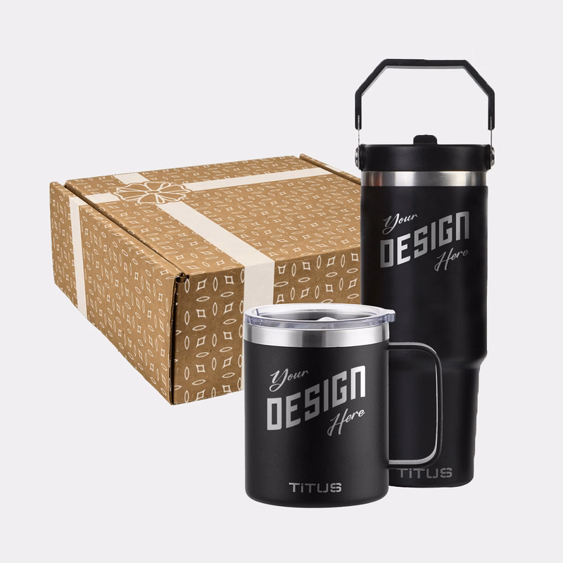 TiTUS® 30 oz Flip Straw Tumbler & 12 oz Insulated Mug Premium Gift Set