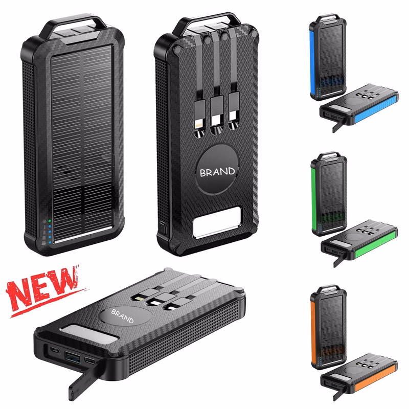 10000mAh Solar Power Charger w/ Cable & LED Flashlight