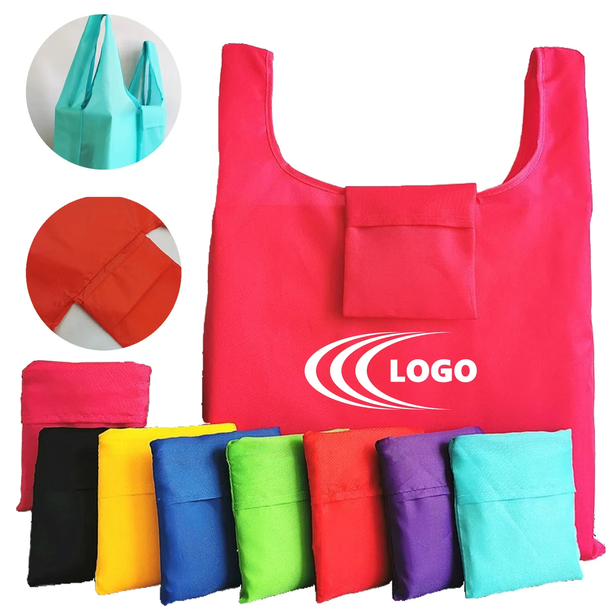 Compact Foldable Shopping Tote with Button Snap 1