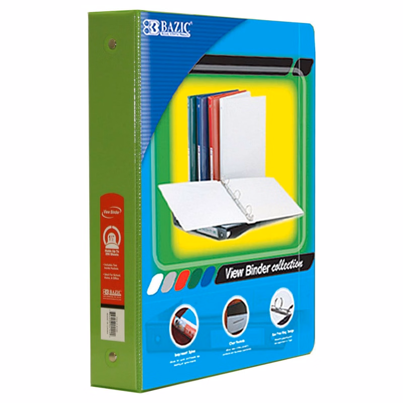 3 Ring View Binders - 1.5" Lime Green 2 Pockets