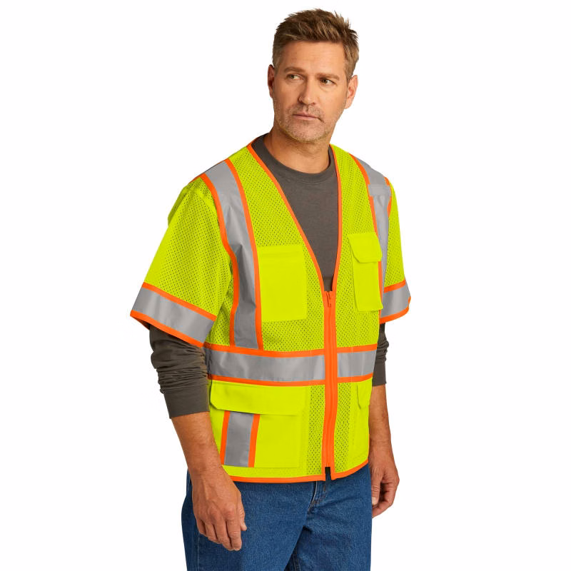 CornerStone ANSI 107 Class 3 Surveyor Mesh Zippered Two-Tone Short Sleeve Vest.
