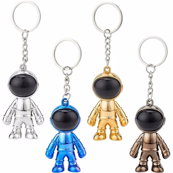 Custom Stainless Steel Space Robot Keychain Pendant — Polished Decorative Charm