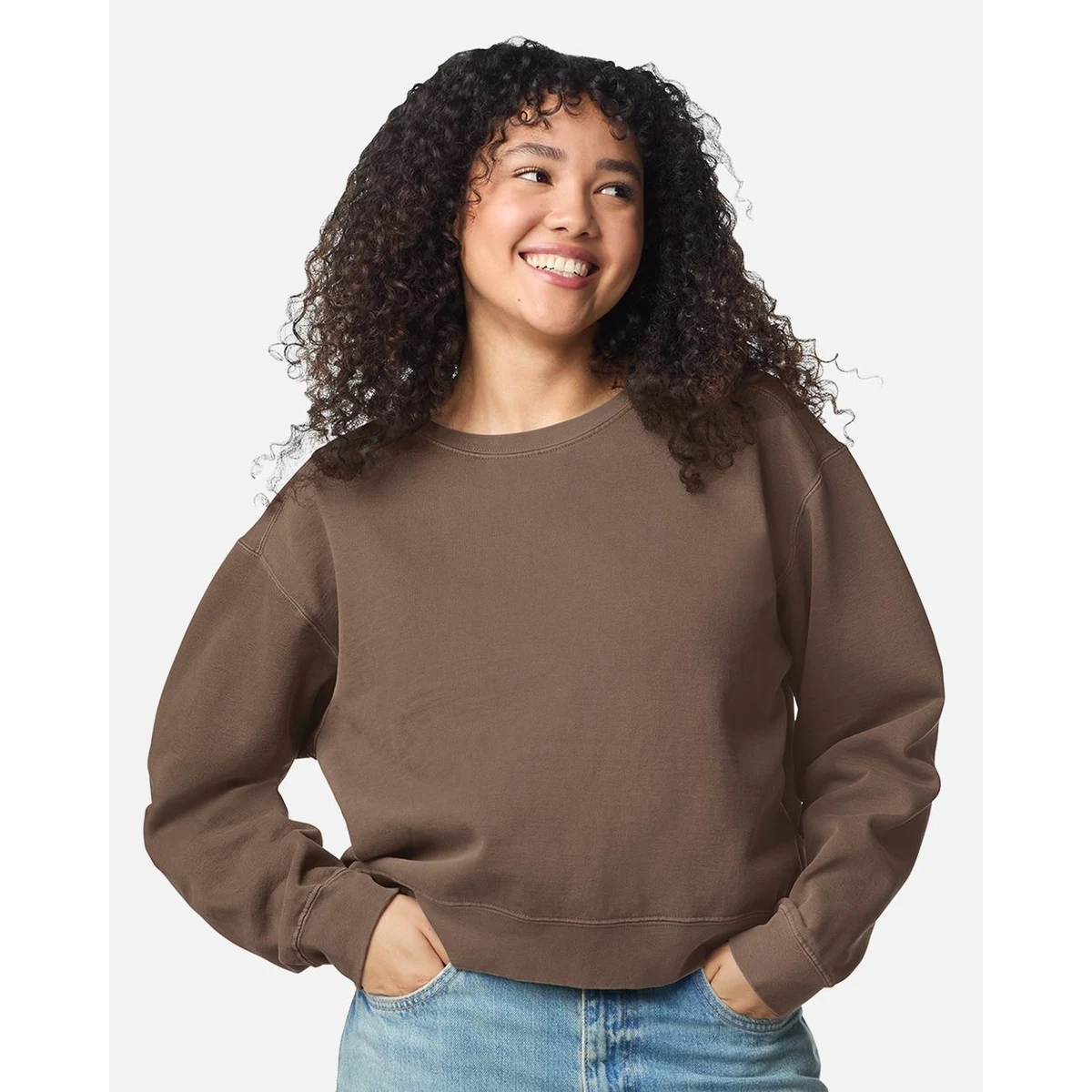 Women's Garment-Dyed Mid-Length Crewneck Sweatshirt - 1566L 1