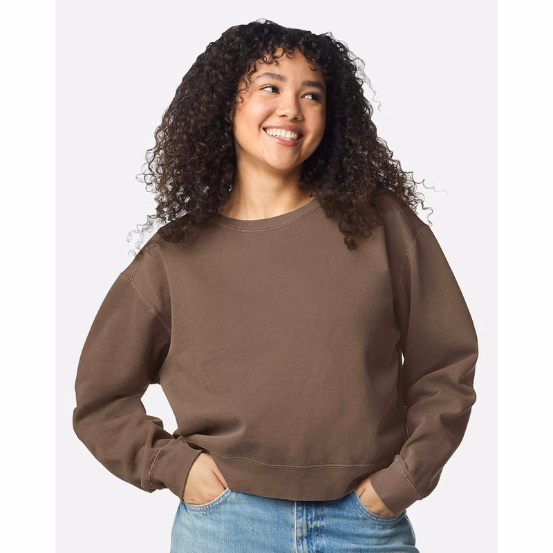 Women's Garment-Dyed Mid-Length Crewneck Sweatshirt - 1566L