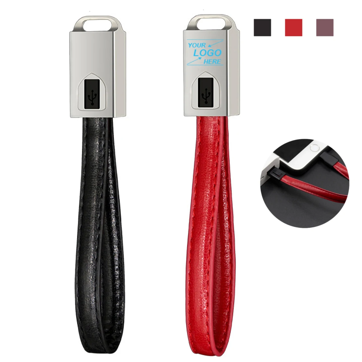 Charging Cable w/Leather Keychain 1