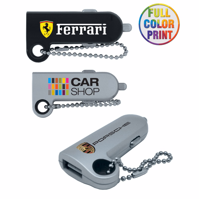 Keychain USB Car Charger - Full Color