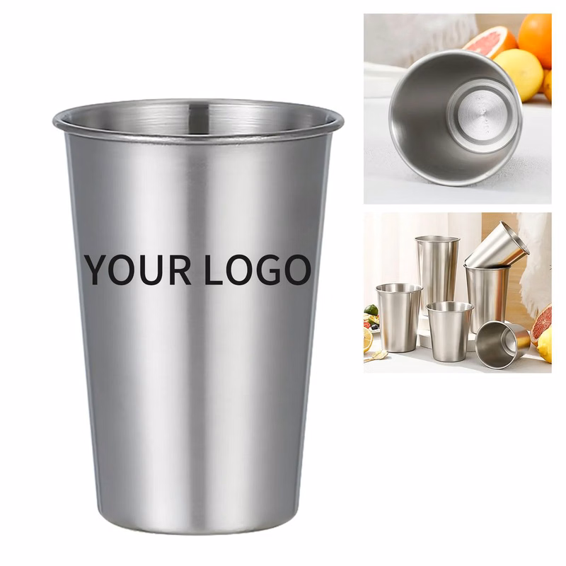 16oz Metal Cup with Polished Finish and Open Top