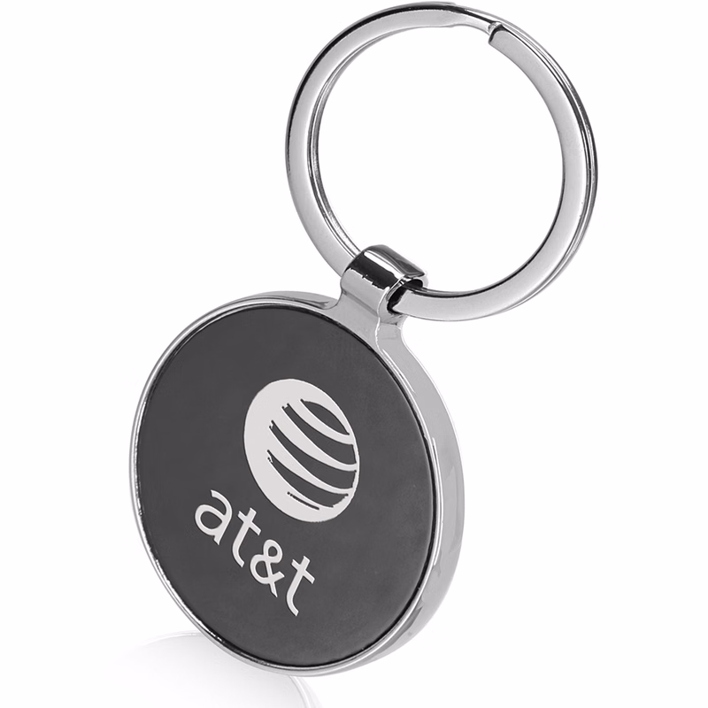 Round Black Metal Keychain