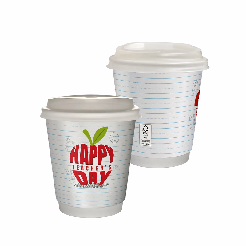10 oz. Full Color Teacher Insulated Paper Cup With Lid
