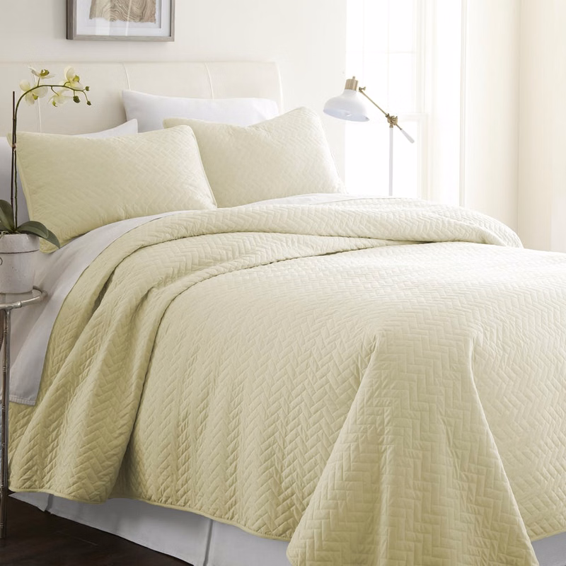 Premium Quilted Coverlet Sets - Yellow King 3 Piece