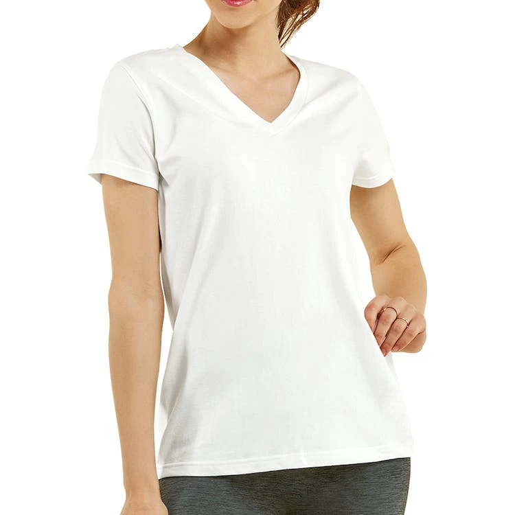 Women's Classic Fit V Neck T-Shirts - Small White 1