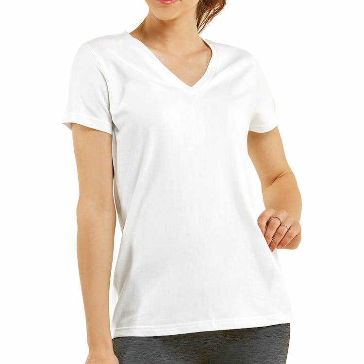 Women's Classic Fit V Neck T-Shirts - Small White