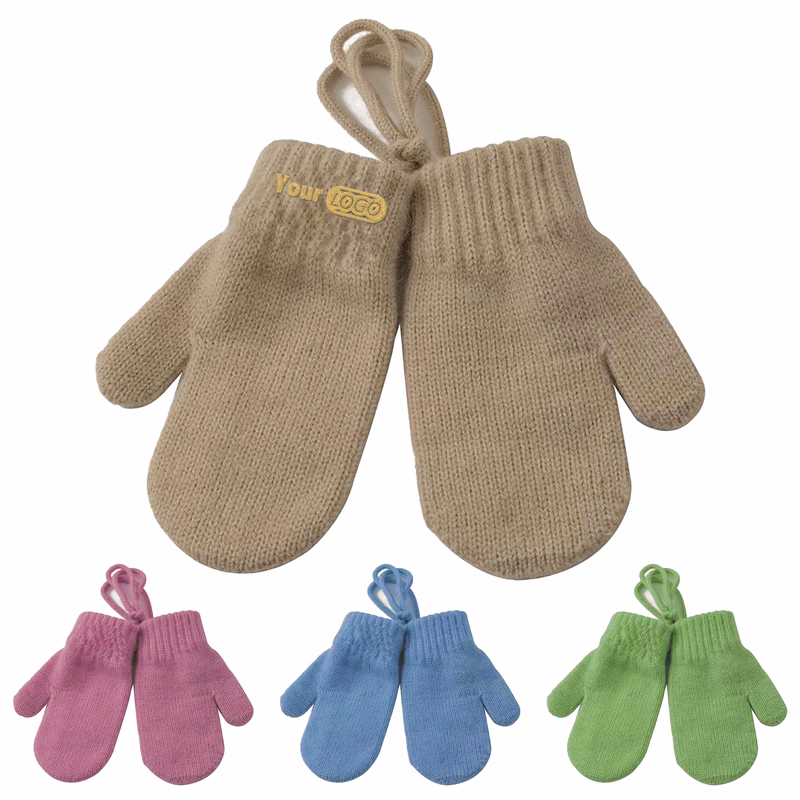 Alpaca Knitted Mittens With String In Fun Colors For Children??S Winter Wear