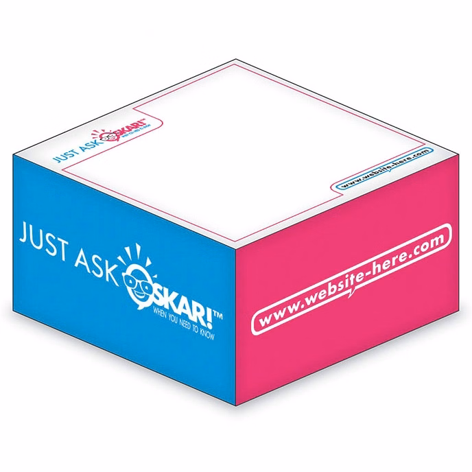 Sticky Note Cubes - 3.875x3.875x1.9375-2 Colors, 2 Side Designs