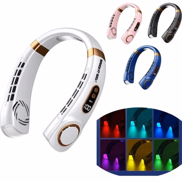 Portable LED Digital Display Neck Hanging Fan