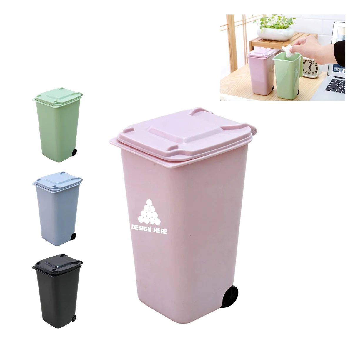 Mini Office Curbside Trash Can With Lid 1