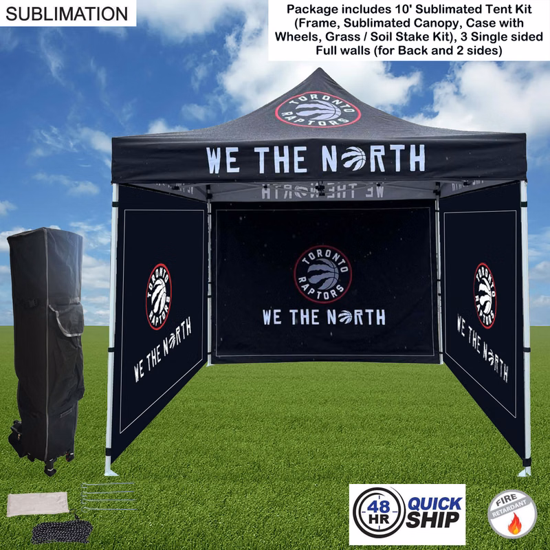 48Hr Quick Ship - Full Privacy Tent Package, 10' Sublimated Tent kit, 3 single sided Full walls