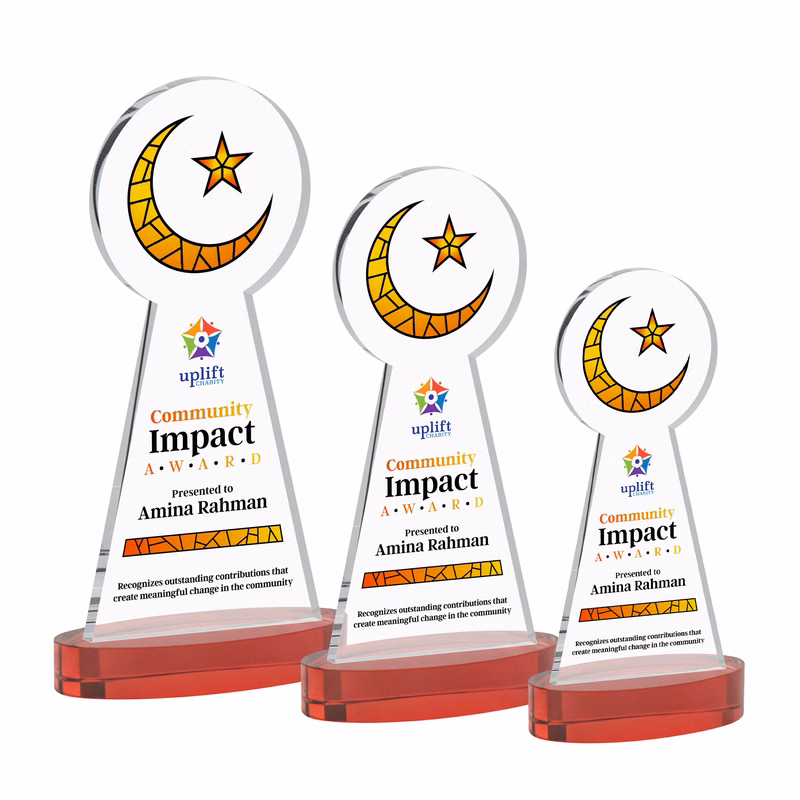 Crescent & Star VividPrint™ Award on Alberton Base - Red
