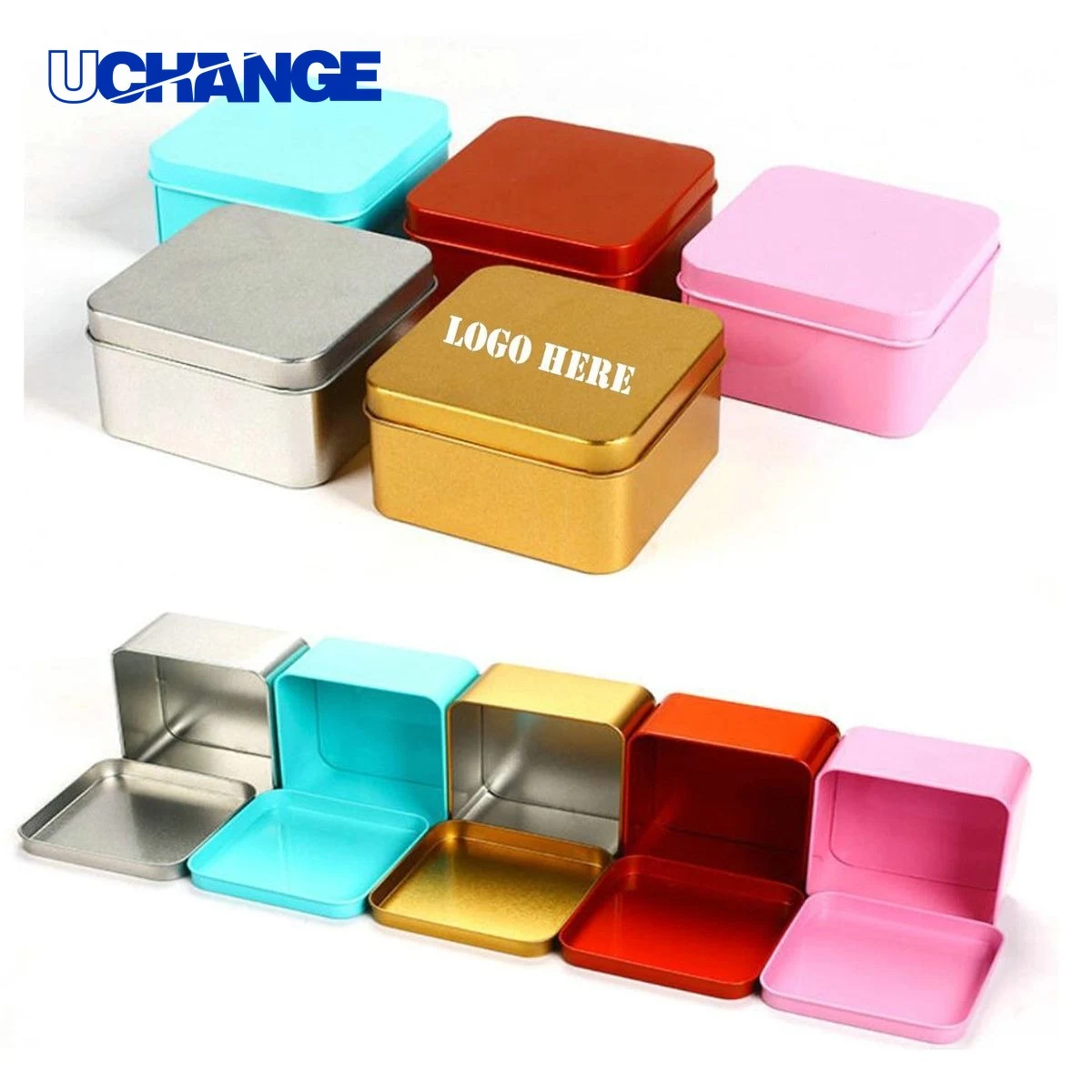 Square Tinplate Storage Box with Lid 1