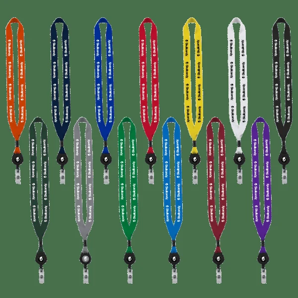 3/4" Polyester Lanyard with Metal Crimp & Retractable Badge Reel 1
