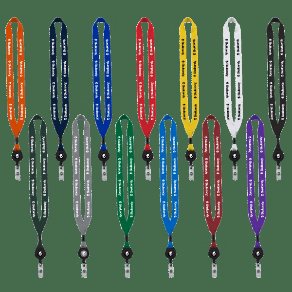 3/4" Polyester Lanyard with Metal Crimp & Retractable Badge Reel