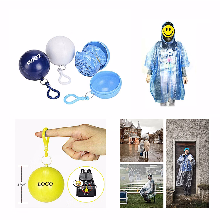 Disposable Poncho Ball Key Chain