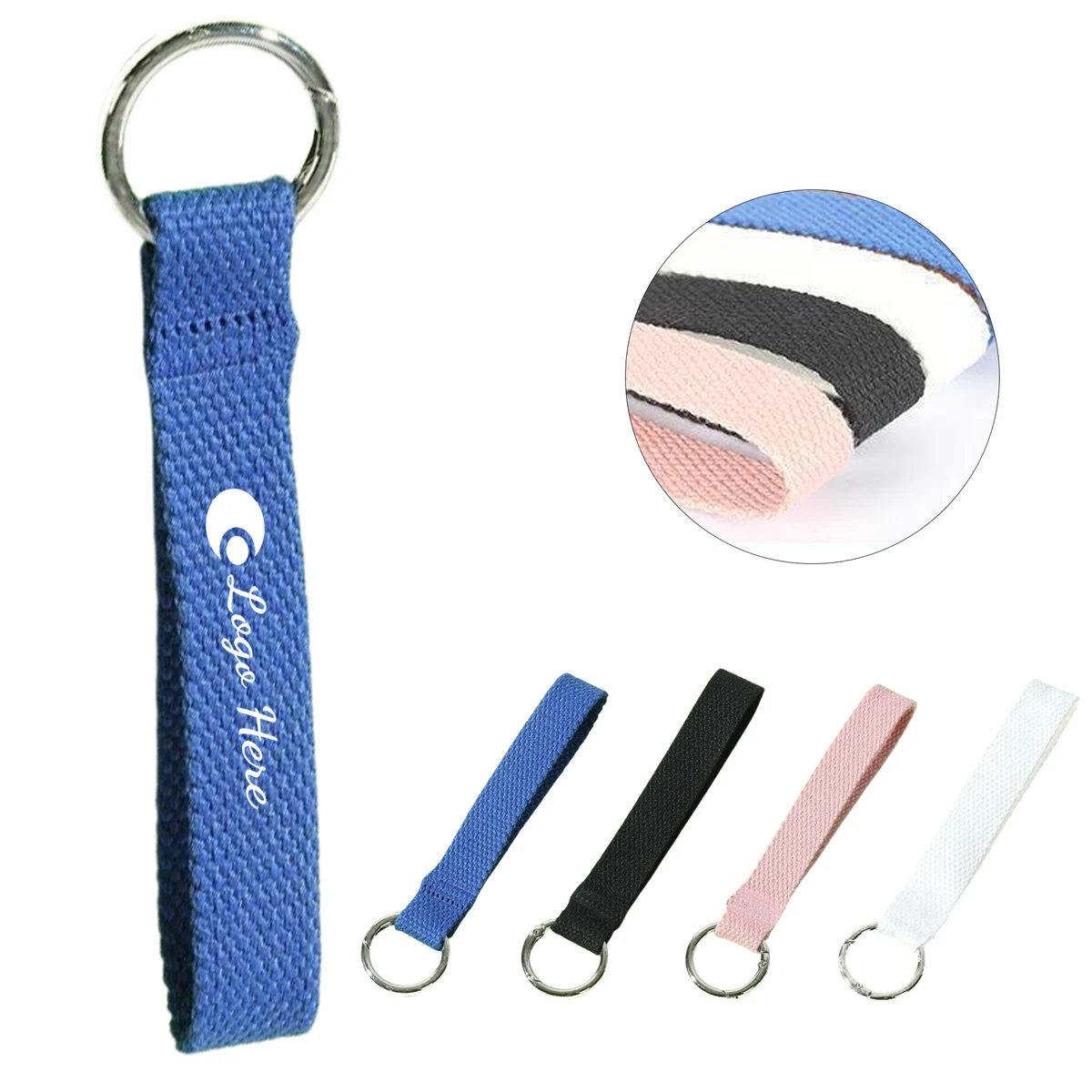 Lightweight Polyester Wristband Keychain With Metal Ring 1