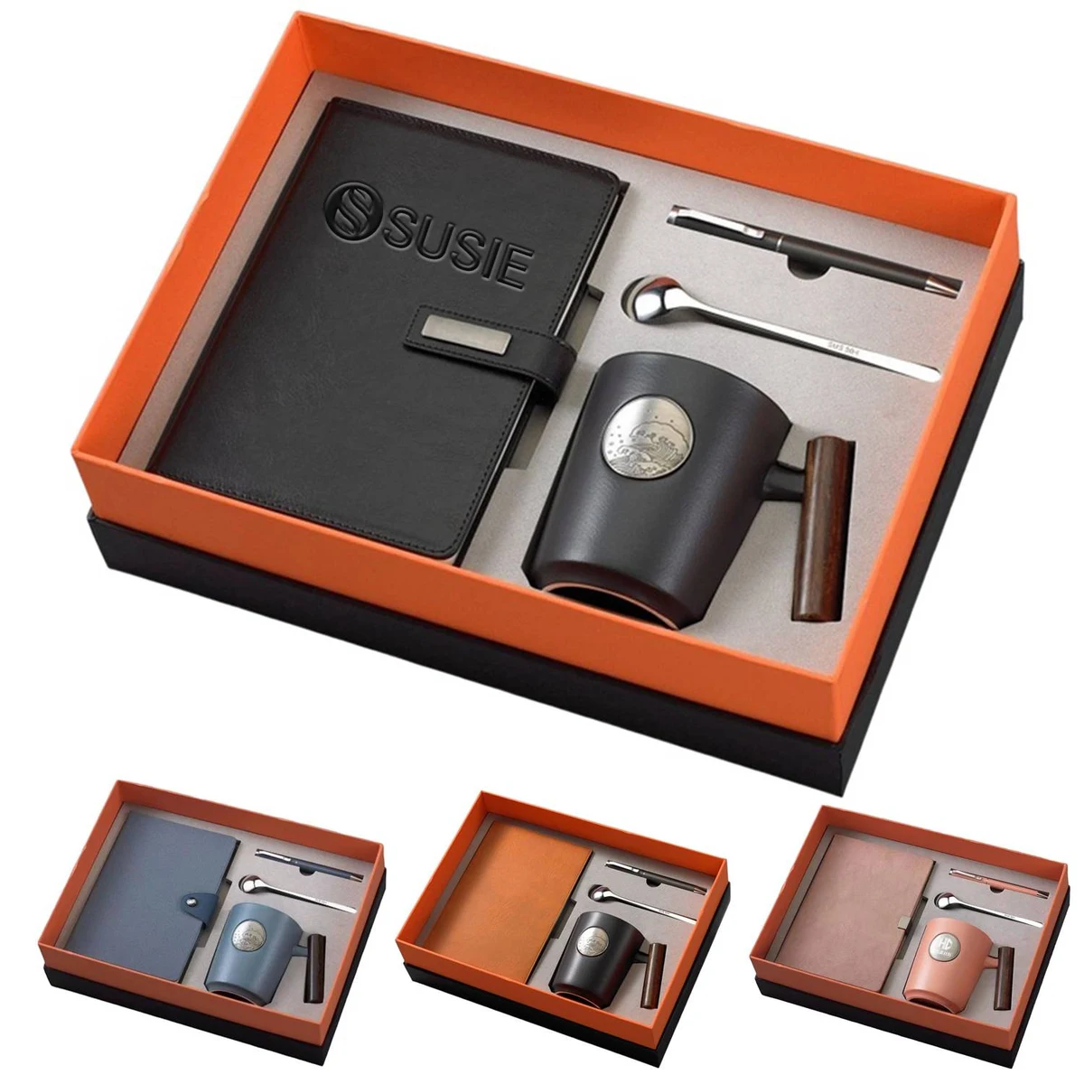 Sophisticated Notebook Pen Mug Spoon Gift Set 1