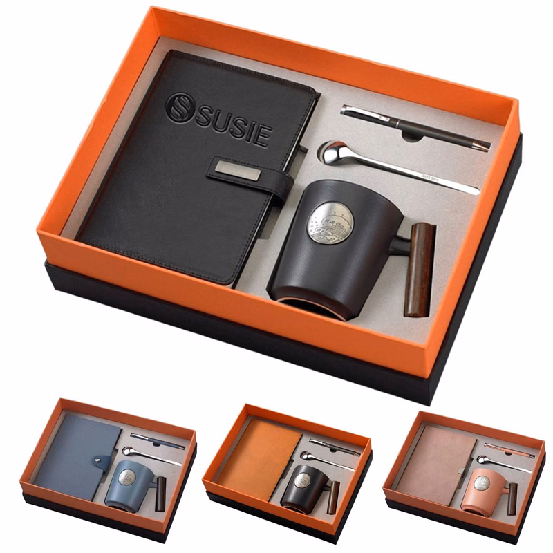 Sophisticated Notebook Pen Mug Spoon Gift Set
