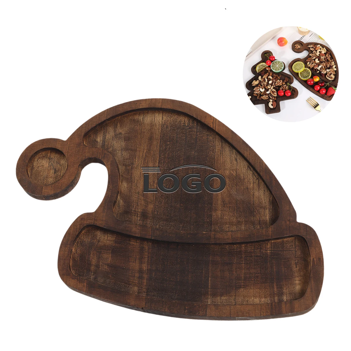 Festive Wooden Tray with Christmas Snacks and Dessert Delights 1