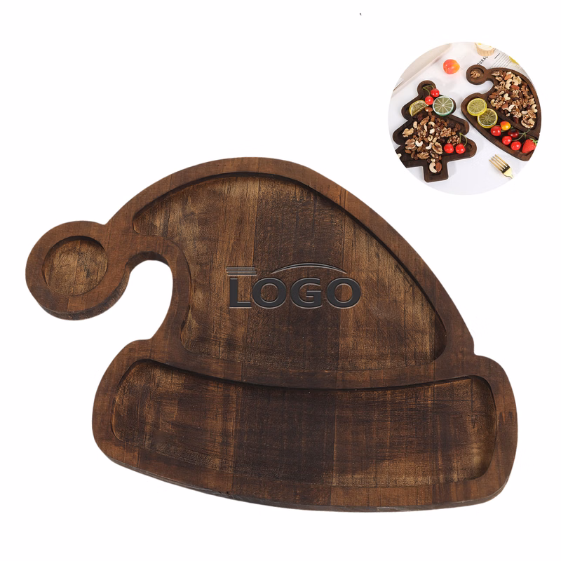 Festive Wooden Tray with Christmas Snacks and Dessert Delights