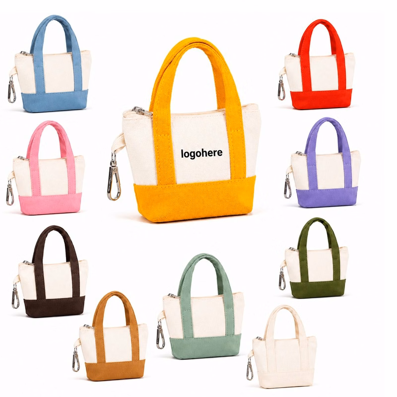 Mini Canvas Tote Bag Keychain